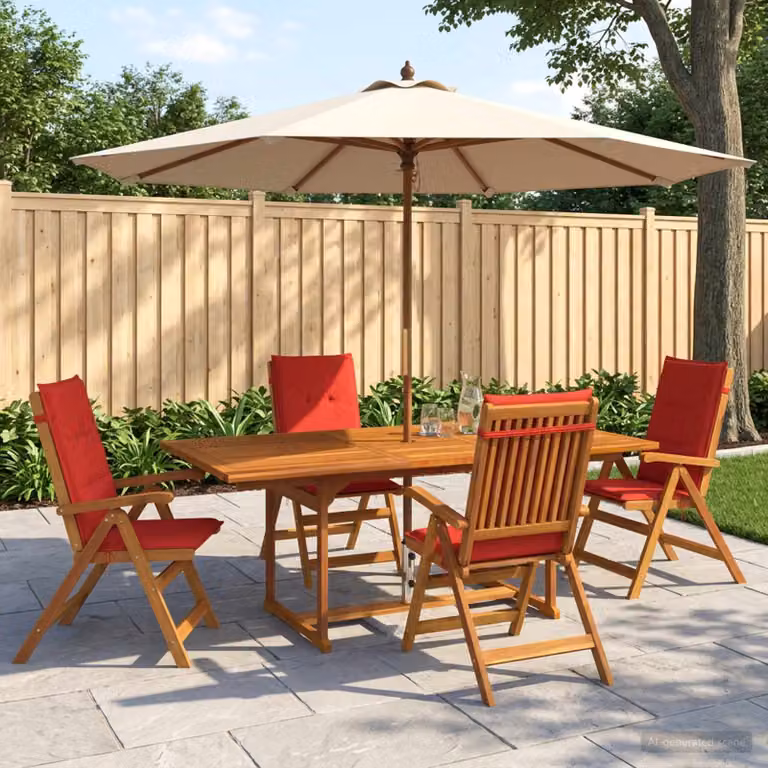 Set da pranzo da giardino vidaXL in legno di acacia naturale composto da 5 pezzi