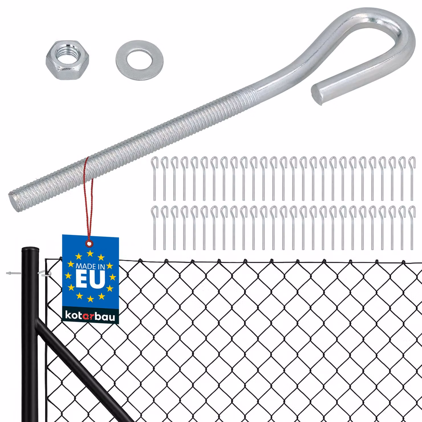 KOTARBAU® 50 Pezzi Tendifilo per Recinzione M8 Tenditore Filo Tendicavo per Filo Acciaio Tendifilo Chiuso Gancio a Vite con Dado e Rondella Argento