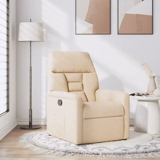 Poltrona Reclinabile Relax vidaXL in Microfibra Beige con Braccioli e Regolazione Manuale