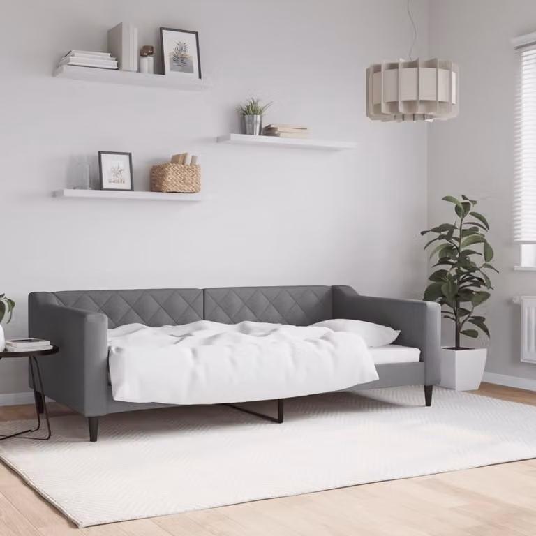 Letto da giorno moderno vidaXL in tessuto grigio scuro L/P: 90 x 190 cm