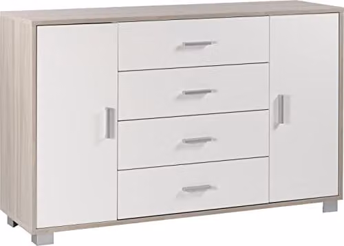 Sarmog Kit Mobile 4 Cassetti 2 Ante H86 L70 P41 cm Struttura Olmo Frontale Bianco 775k Credenza per Soggiorno