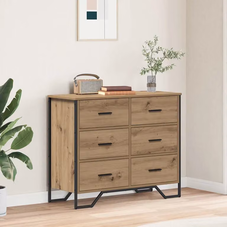 vidaXL Set di 2 Cassettiere in Rovere Artigianale Marrone, Design Moderno, L 91 cm x P 35,5 cm x H 74,5 cm