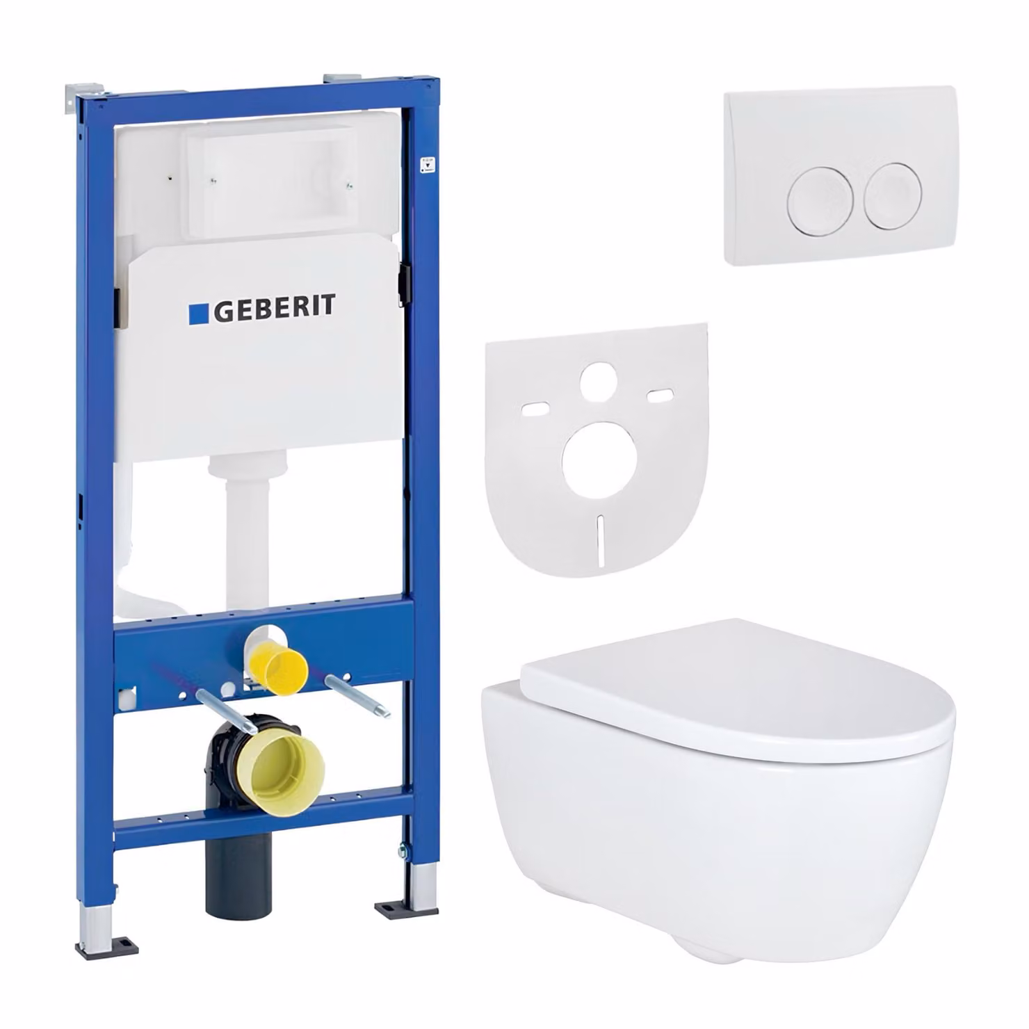Geberit iCon WC set completo WC sospeso senza bordo con elemento da incasso UP100 Cisterna Sedile in Duroplast Piastra di risciacquo senza bordo Isolamento acustico EasyMount