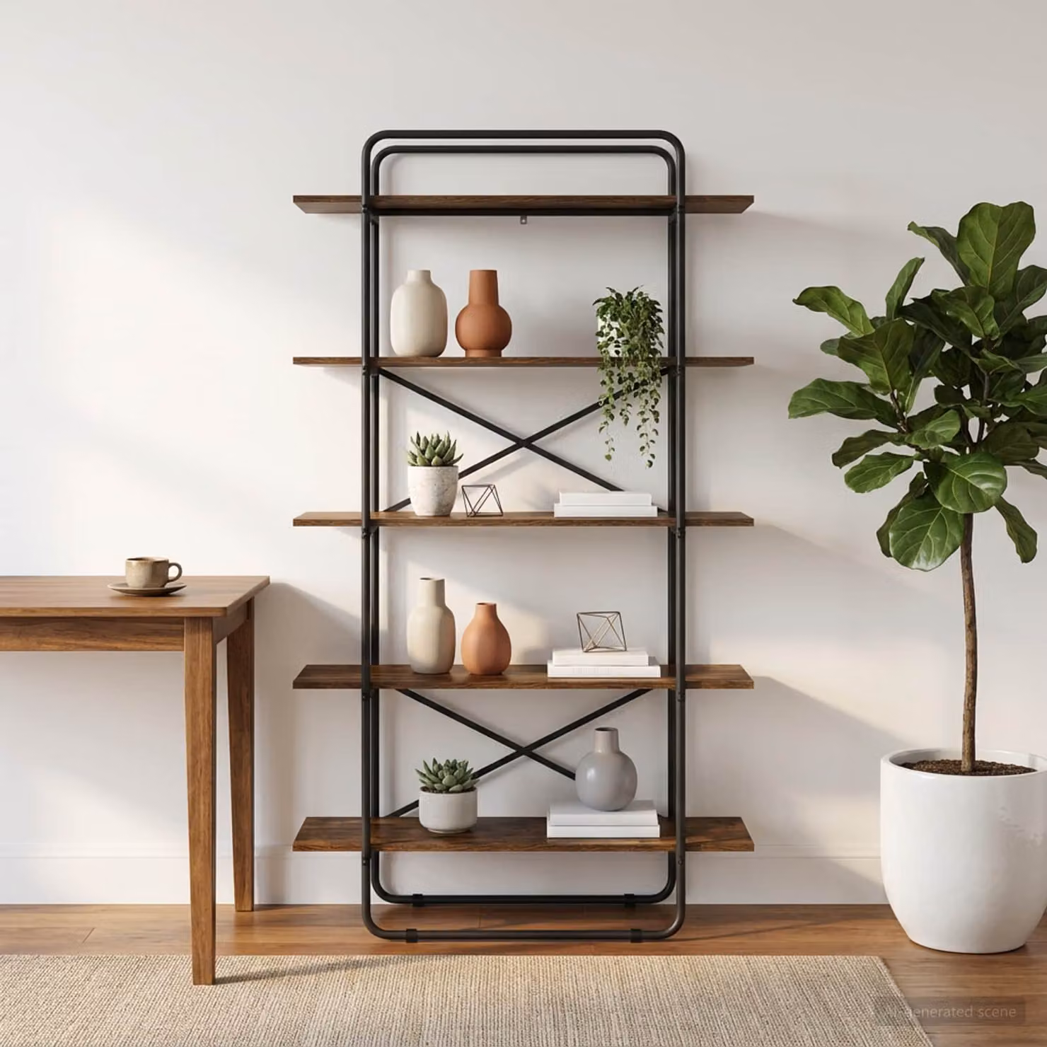 Libreria vidaXL a 5 livelli in stile industriale, colore Rovere Fumo, L 100 x P 35 x H 175,5 cm