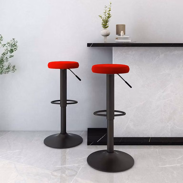 Set di 2 sgabelli da bar vidaXL in velluto rosso con base girevole a 360 gradi