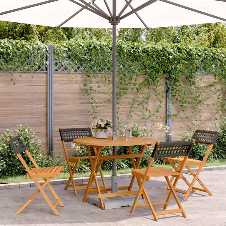 vidaXL Set da Pranzo per Giardino 5pz in Polyrattan e Legno di Acacia Nero e Marrone