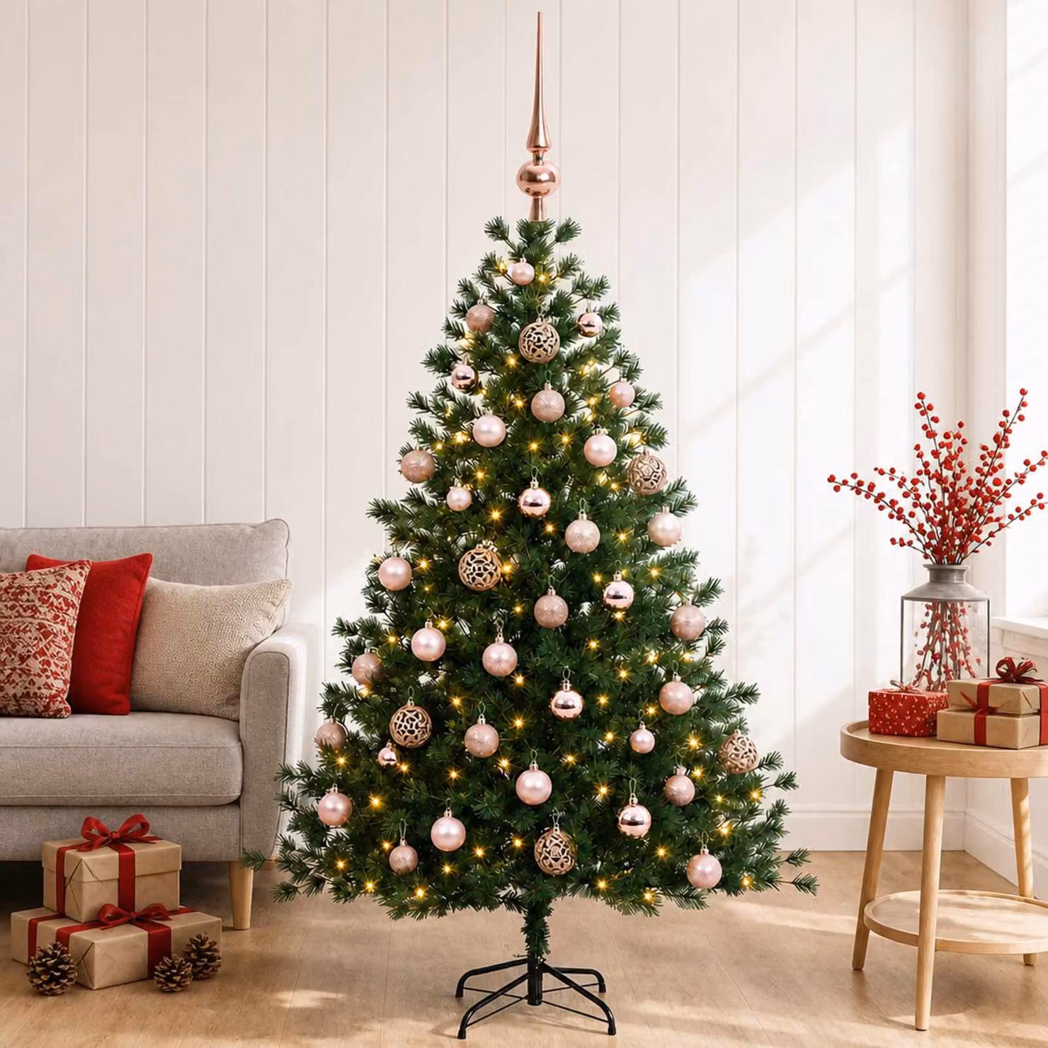 vidaXL Albero di Natale artificiale con palline 150 cm 150 LED