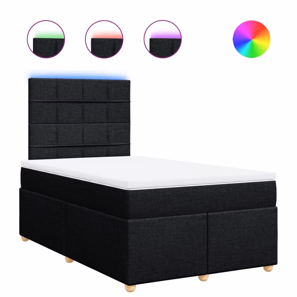 Giroletto a Molle con Materasso Nero 120x200 cm in Tessuto