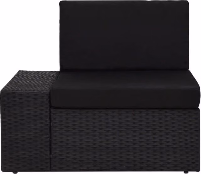 Divano ad Angolo Modulare vidaXL con Bracciolo Destro in Polyrattan Nero e Cuscini Inclusi – 1