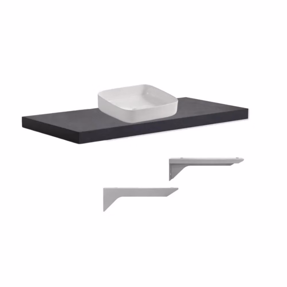Mensolone da bagno Veriaffari antracite con lavabo da appoggio bianco in ceramica L: 120 cm, P: 47 cm – 2