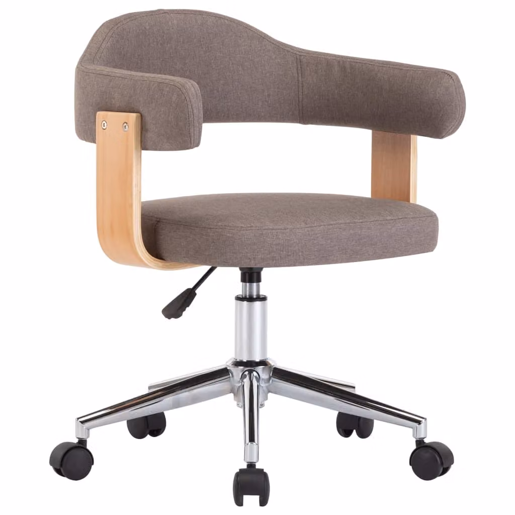 vidaXL Sedia da ufficio girevole color tortora in legno curvato e tessuto