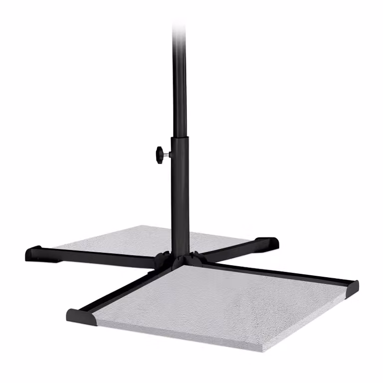Supporto per ombrellone Relaxdays, per aste da 25-35 mm, base a croce, pieghevole, giardino e balcone, metallo, nero