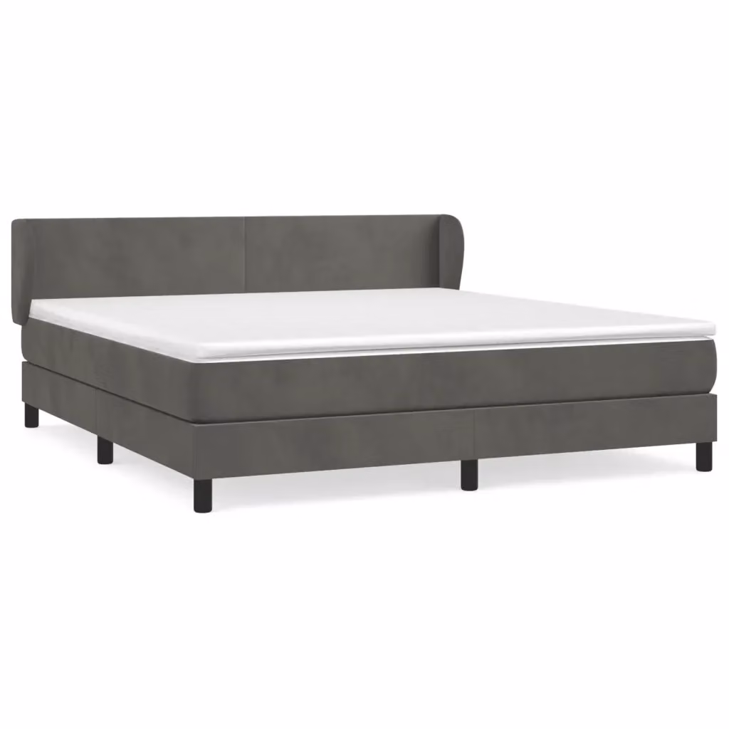 Letto Ibrido vidaXL con Giroletto a Molle e Materasso in Velluto Grigio e Bianco L/P: 160 x 200 cm – 2