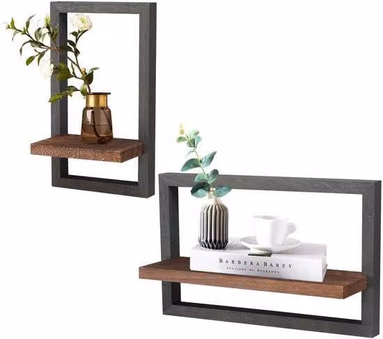 Set di 2 mensole da parete in legno per un'elegante soluzione di archiviazione e decorazione