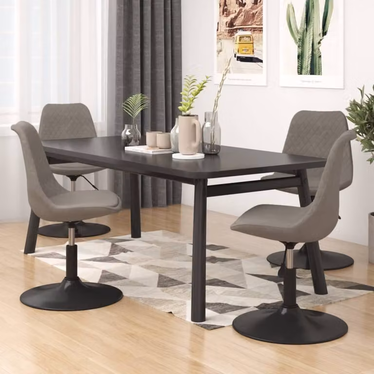 The Living Store Sedie da pranzo 4 pz. Girevoli Velluto grigio chiaro