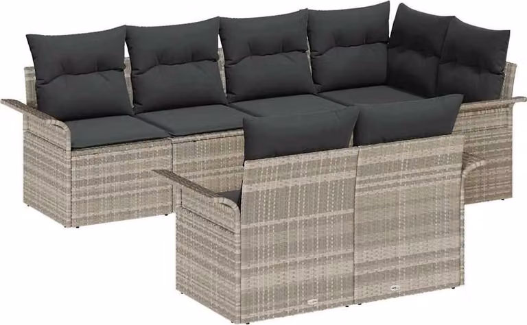 Set Divano da Giardino 7 pcs Grigio chiaro polyrattan