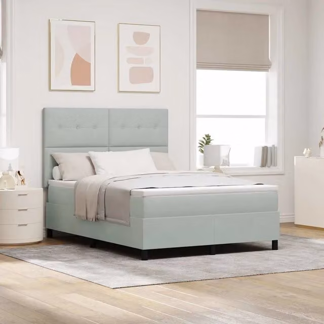 Letto a molle con testiera vidaXL in velluto grigio L: 160 cm, P: 200 cm