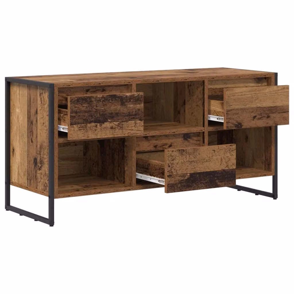 Mobile porta TV moderno in stile industriale HELLOSHOP26 con vano contenitore in legno composito marrone L/P/H: 100 x 36 x 49,5 cm – 2