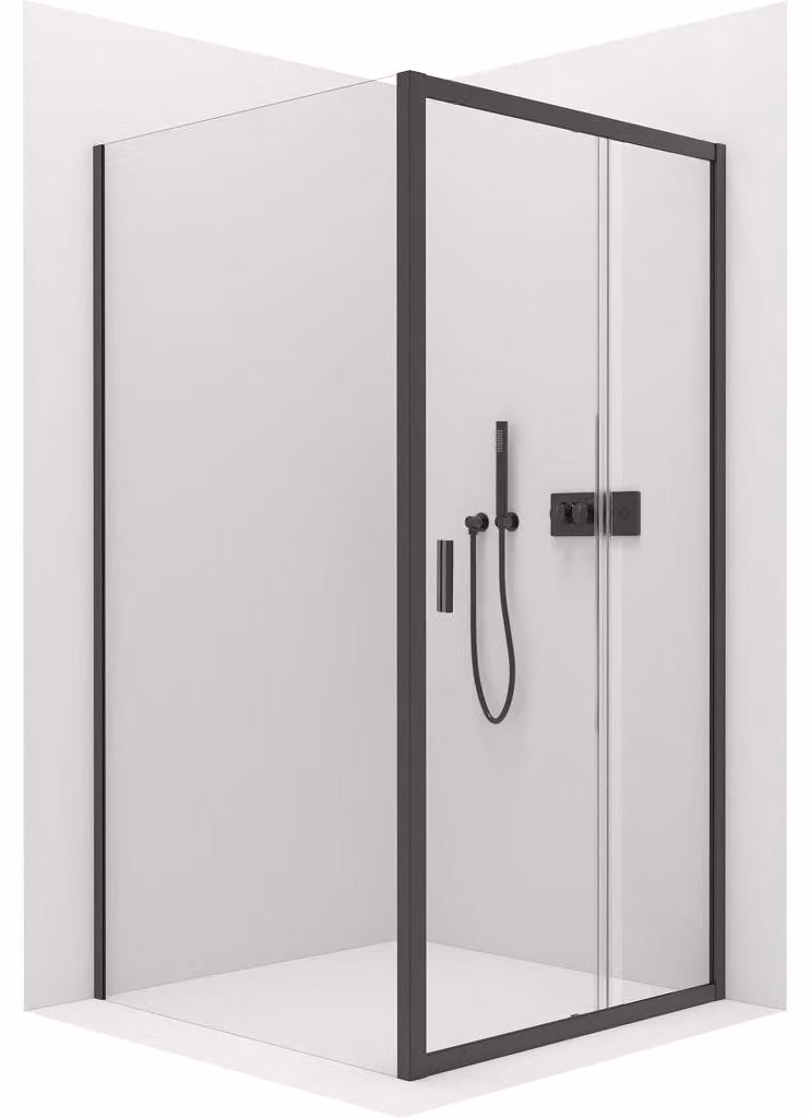 Cabina doccia Varone LINE L/P - 6 mm - vetro trasparente e nero opaco - 120x70x195 cm - scorrevole