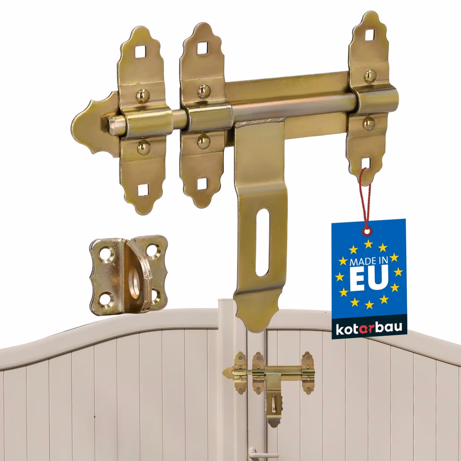 KOTARBAU® Chiavistello Porta Chiavistello per Cancello 200 mm Acciaio Zincato Catenaccio Porta senza Lucchetto Oro