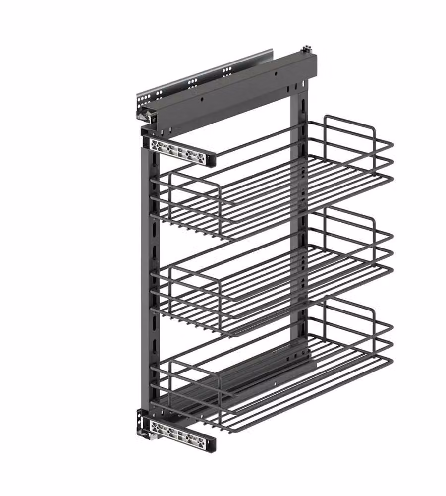 Emuca TitaneStar Carrello estraibile con chiusura soft, modulo 300 mm, Acciaio, Grigio antracite 1 UN