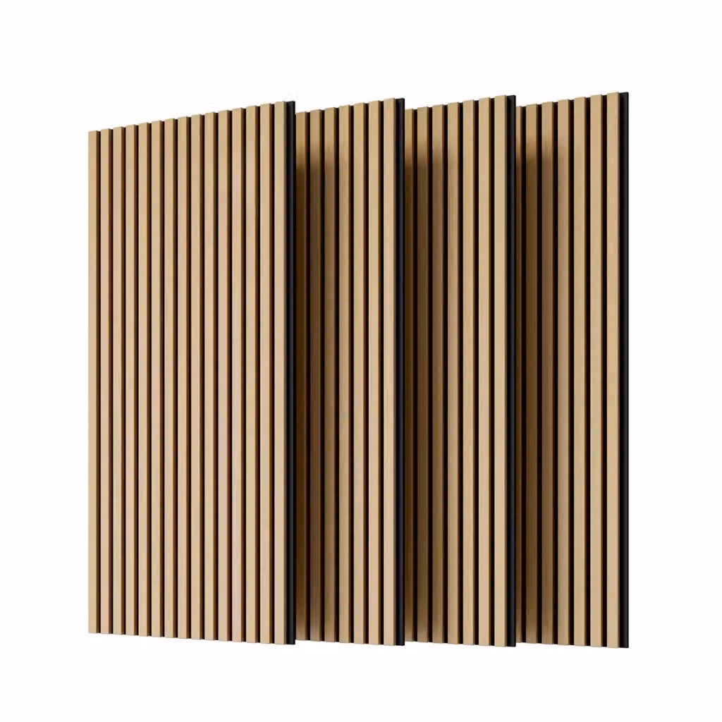 Pannelli Acustici 3D in Legno Minimal per Parete e Soffitto, Rovere Bianco e Beige, L: 115 cm, H: 60 cm – 2