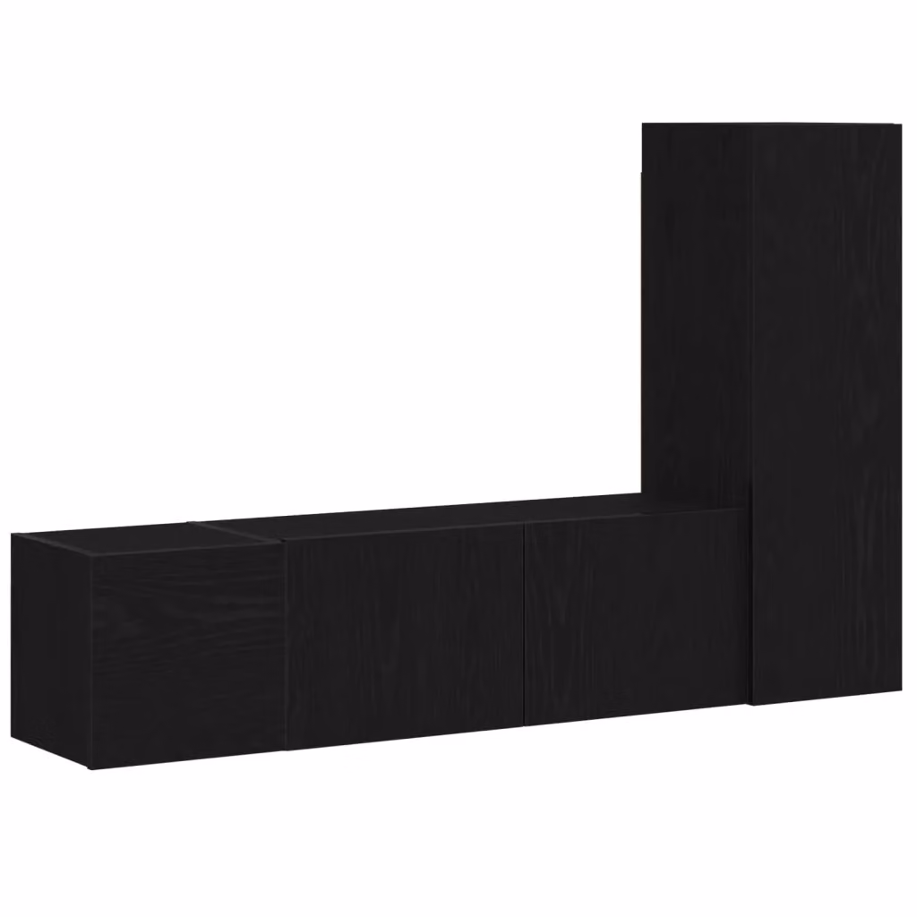Set di 3 mobili TV moderni Design In in rovere nero opaco, L: 130,5 cm, P: 30 cm, H: 140 cm – 2