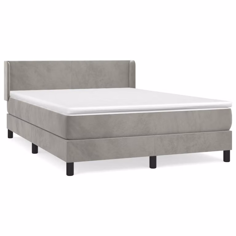 Giroletto a Molle con Materasso Grigio Chiaro 140x190cm Velluto