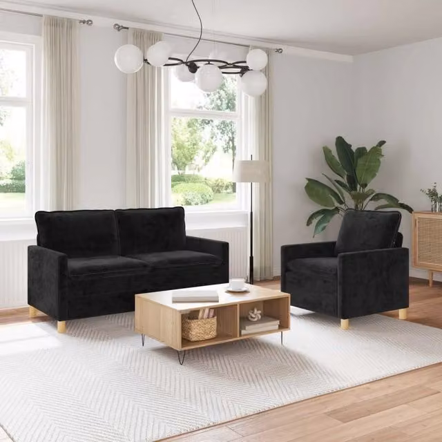 Set di divani 2 pz Nero Poliestere 3417092