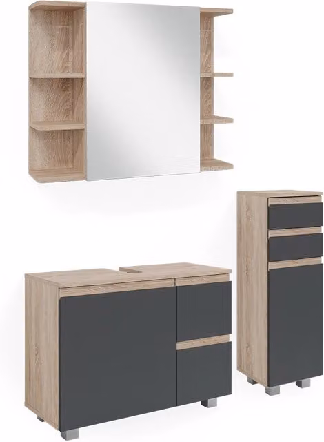 Set mobili bagno J-Shape Sonoma 3 pezzi Vicco