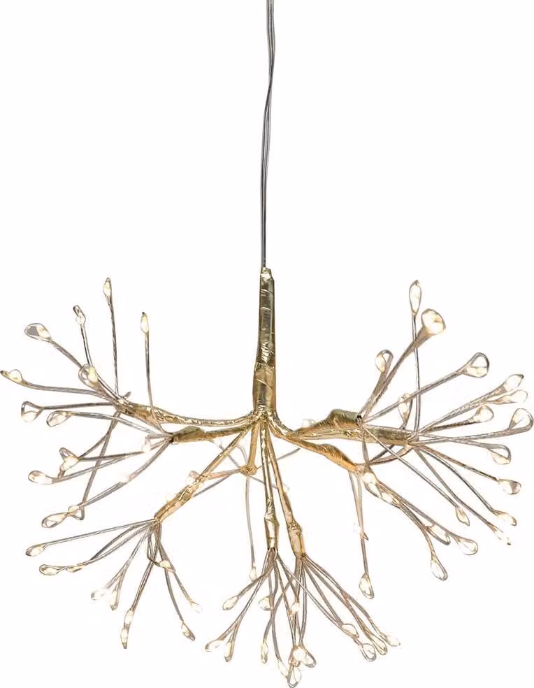 Decorazione MagicHome Natale, Fuoco d'artificio, 72 LED bianco caldo, illuminazione semplice, sospesa, oro, 25 cm