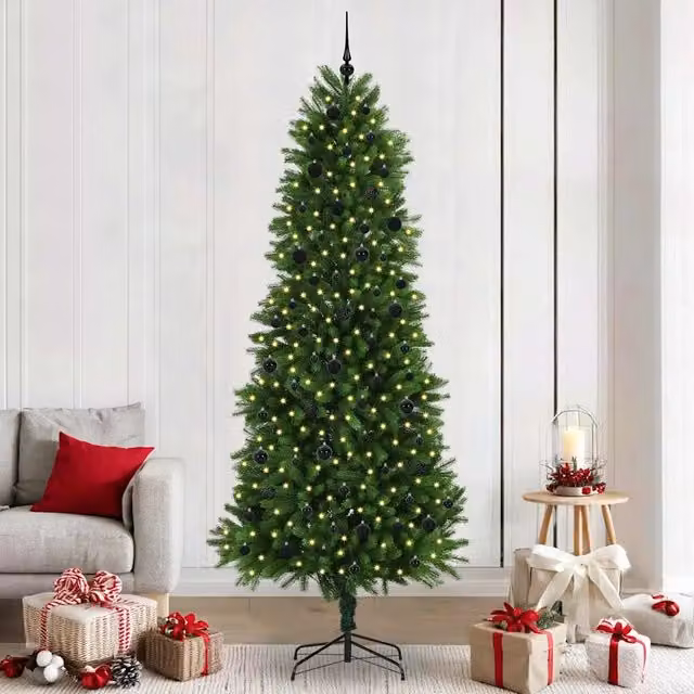 Albero di Natale vidaXL con 300 LED luce bianca calda e supporto, Verde, Altezza: 240 cm