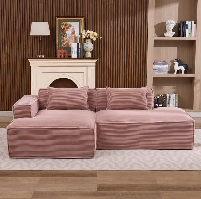 Divano imbottito 235 cm in poliestere rosa baby HOMVRA
