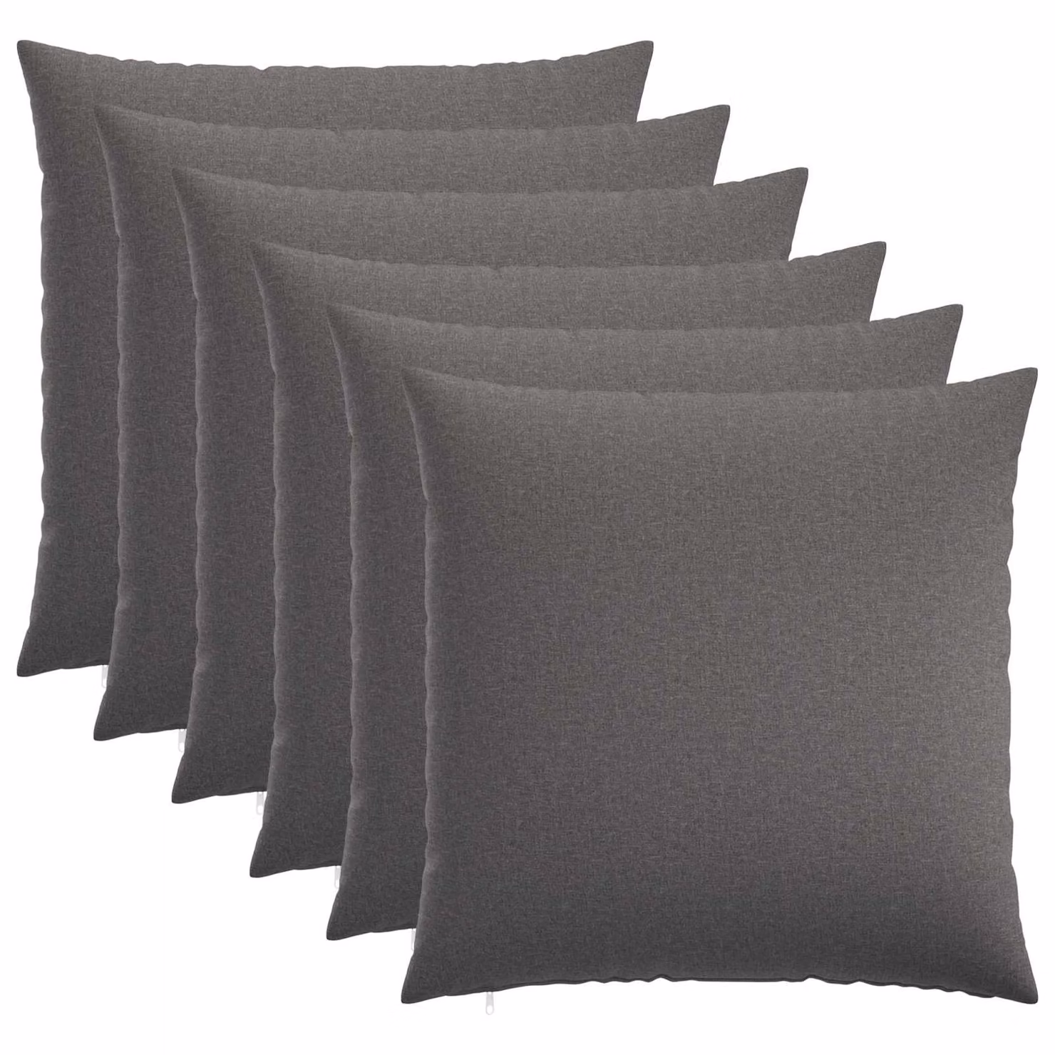 Set di 6 federe vidaXL HEERLEN grigio chiaro, forma quadrata, L 60 x P 60 cm, in tessuto poliestere lavabile