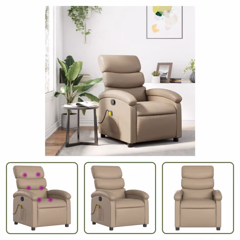 The Living Store Sedia da massaggio in Pelle finta marrone cappuccino
