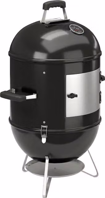 Affumicatore 3 in 1 Outsunny con griglie e termometro, Nero, L: 62,5 cm, P: 47,5 cm, H: 91 cm