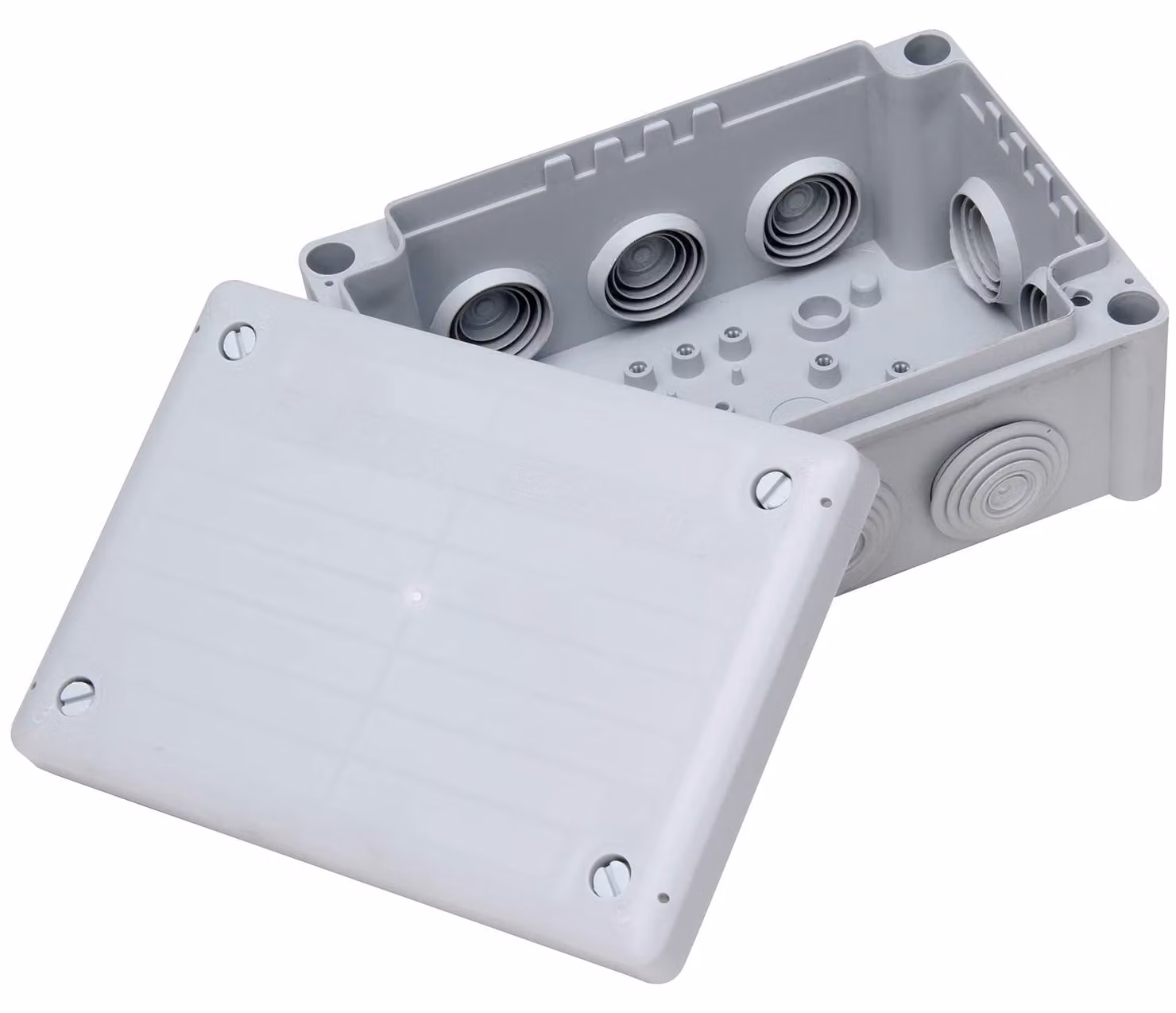 Scatola di derivazione da parete per ambienti umidi - 102 x 152 x 65 mm - IP66 - 10 M25 - Grigio