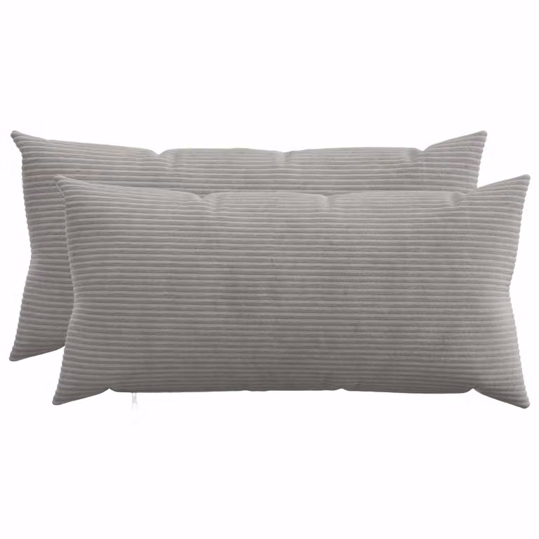 Set di 2 federe vidaXL HEERLEN in velluto a coste grigio chiaro, L 40 cm x P 80 cm
