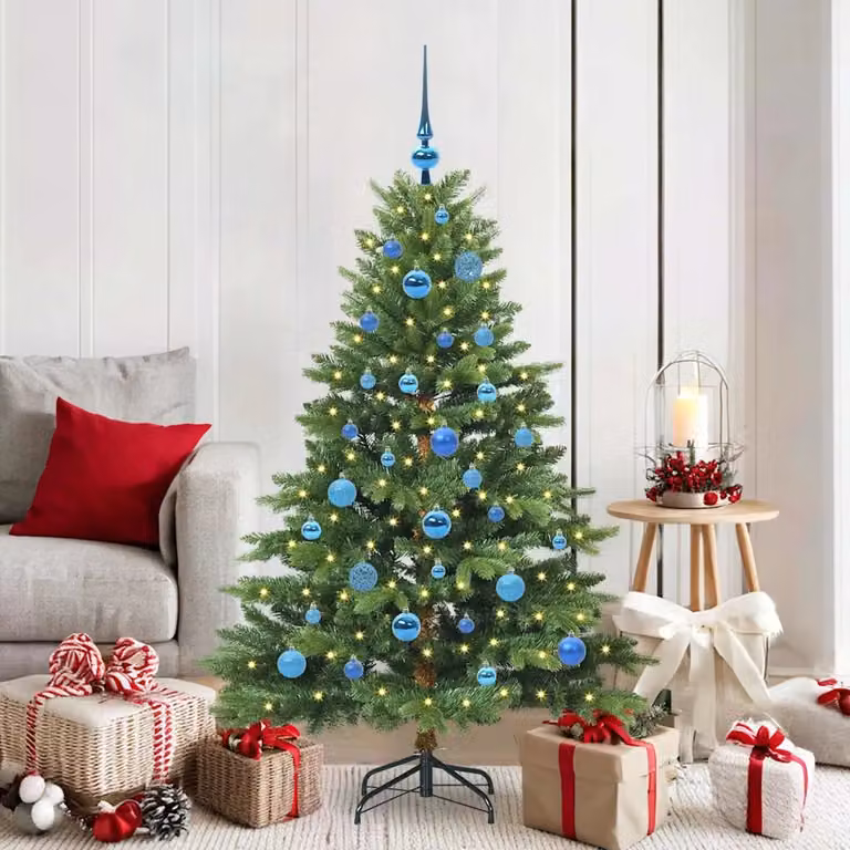 Albero di Natale artificiale vidaXL verde con 150 LED luce bianca calda in PE e PVC, Altezza: 150 cm