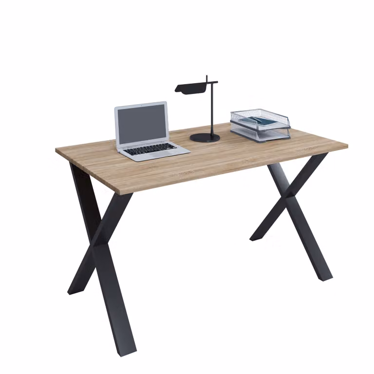 Scrivania in legno | H. 76 x W. 140 x T. 50 cm | Tavolo per computer semplice | piedini in metallo di alta qualità | Tavolo da lavoro | Mobili da ufficio - Lona X