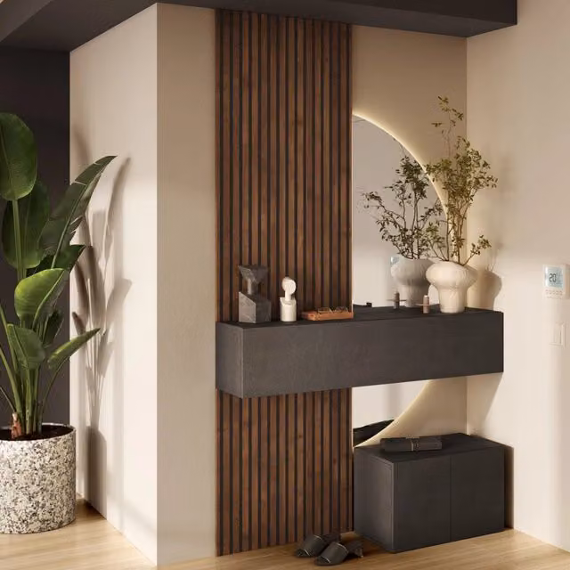 Liscate, Mobile da Ingresso 2 Paia Made in Italy, 138x35x241h cm Marrone Scuro