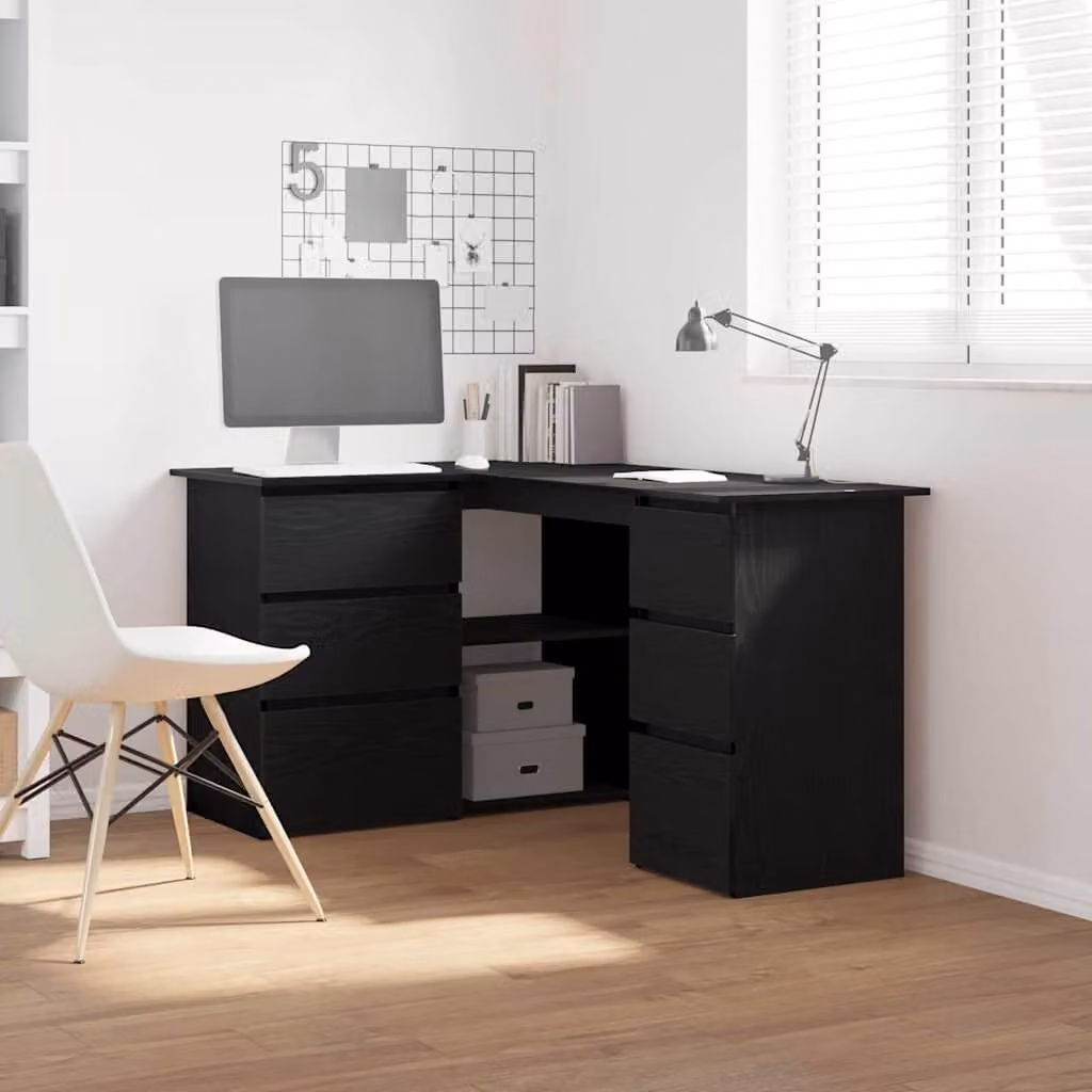 Maison Exclusive - Scrivania, finitura effetto legno nero rovere, realizzata in materiale composito