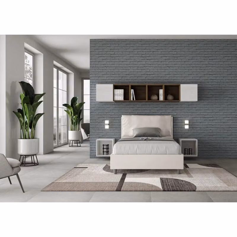 Letto imbottito Ityhome in similpelle bianco, misura 120x200 cm, senza rete – 2