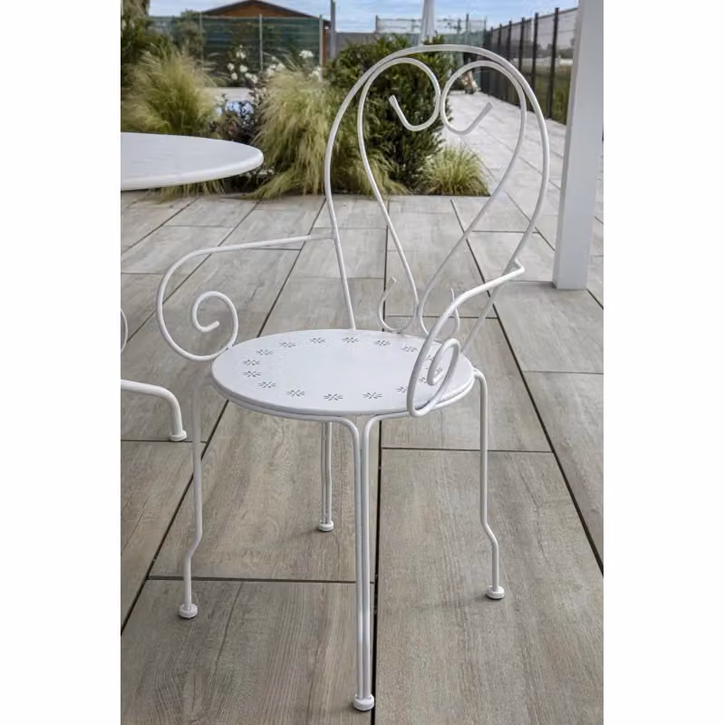 Poltrona vintage in metallo laccato Vacchetti colore bianco crema L: 49 cm, P: 48 cm, H: 43/59/90 cm – 2