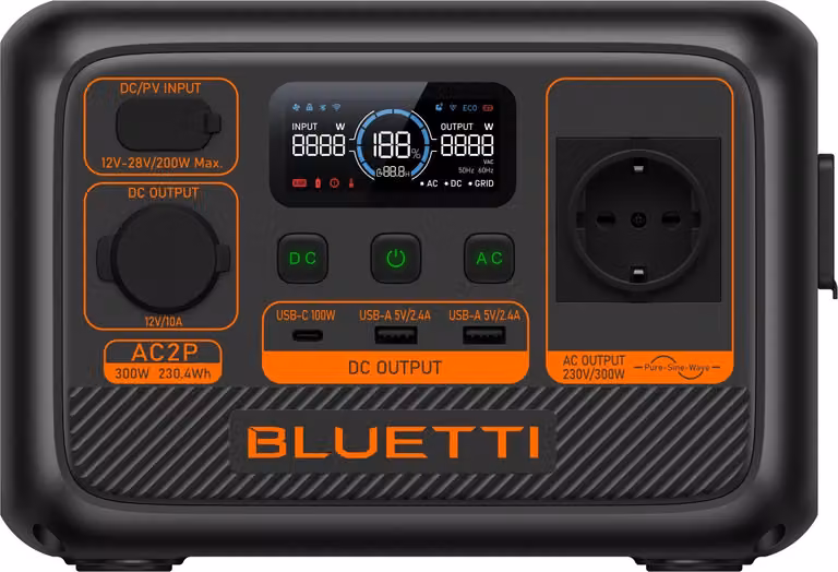 Bluetti AC2P Portable Powerstation nero, ricarica rapida 270W turbo, 600 W