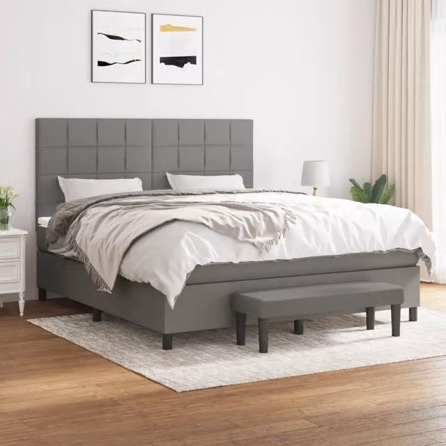 Letto Ibrido con Giroletto a Molle e Materasso vidaXL, Grigio e Bianco, L/P: 160 x 200 cm – 1