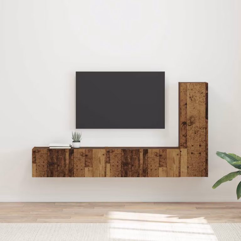 Set mobile TV moderno vidaXL in 3 pezzi color marrone in legno e MDF per soggiorno