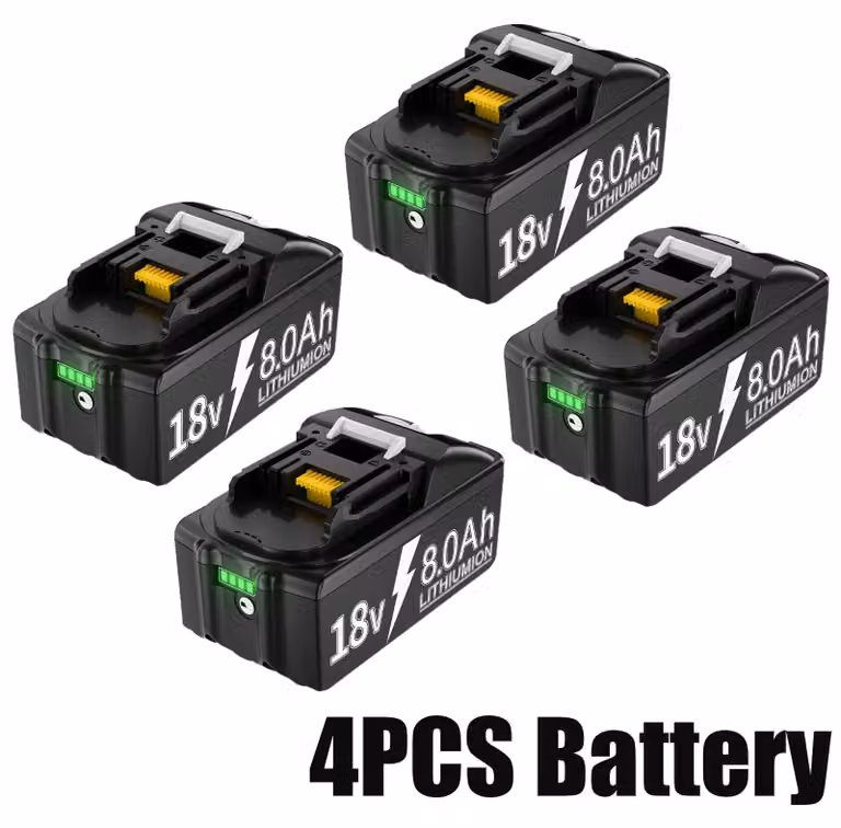 Batteria di ricambio - Batteria agli ioni di litio BL1830 - 18 V - 800 mAh - Set da 4 - Per utensili elettrici - Senza caricabatterie