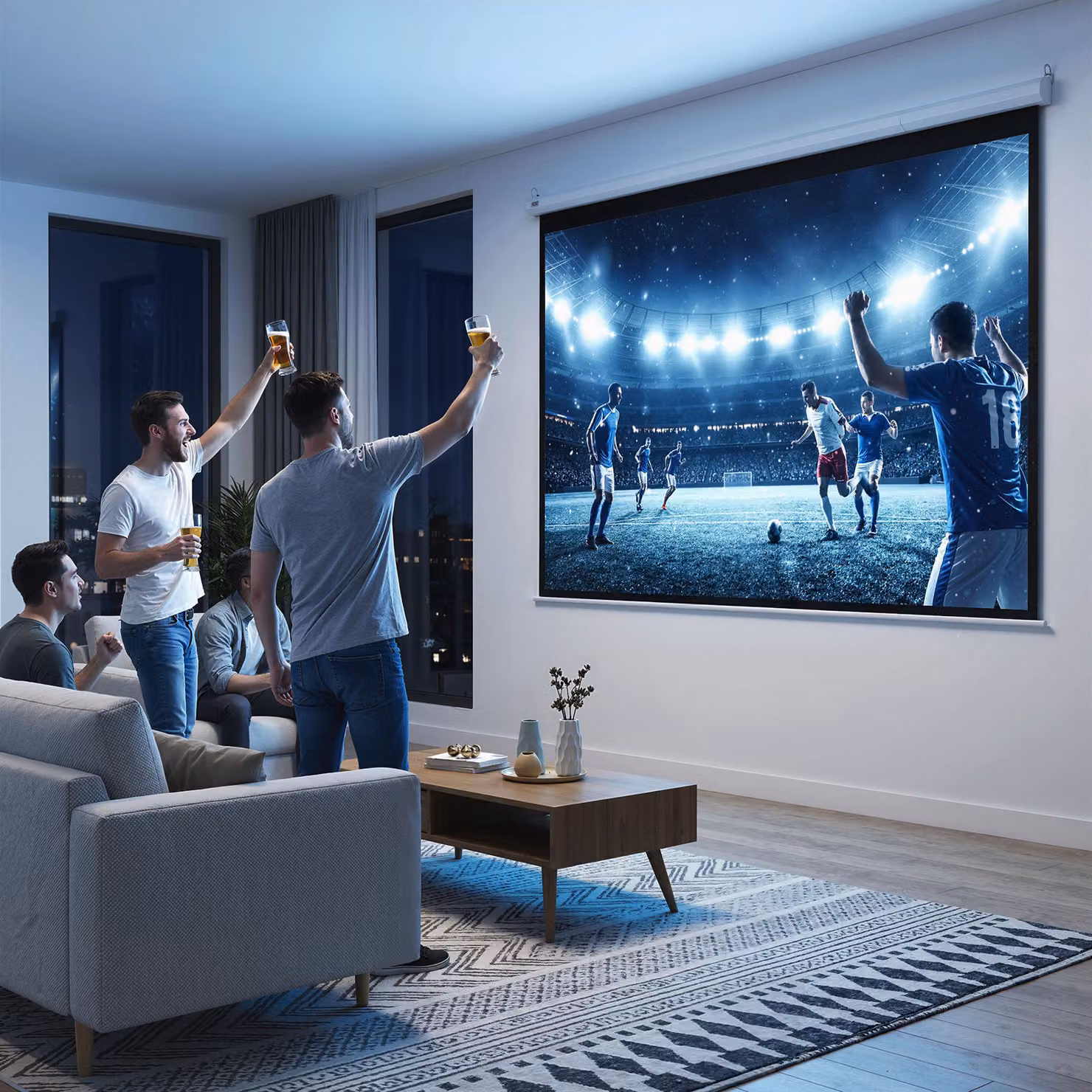 Schermo per proiettore motorizzato HomCom da 120 pollici per home cinema e uso aziendale, Bianco – 2