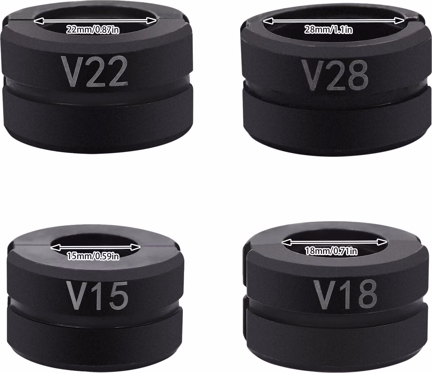 Set di utensili per la pressatura di tubi, acciaio resistente, kit composto da più pezzi, nero